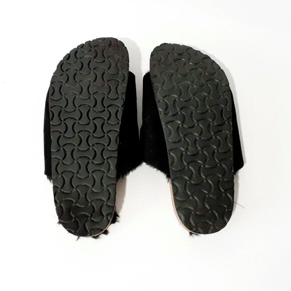 NWOT Unionbay black faux fur faux suede sandals - Picture 7 of 15